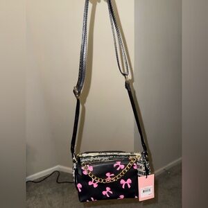Juicy Couture Black and Pink Crossbody Bag with Chain